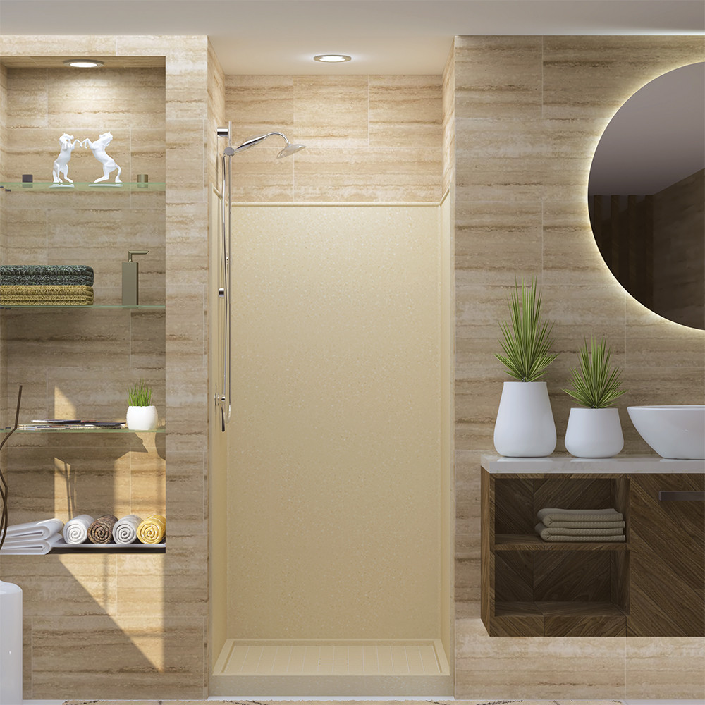 36-in x 36-in x 72-in Solid Surface Shower Wall Trimmable Surround in Sea Shore