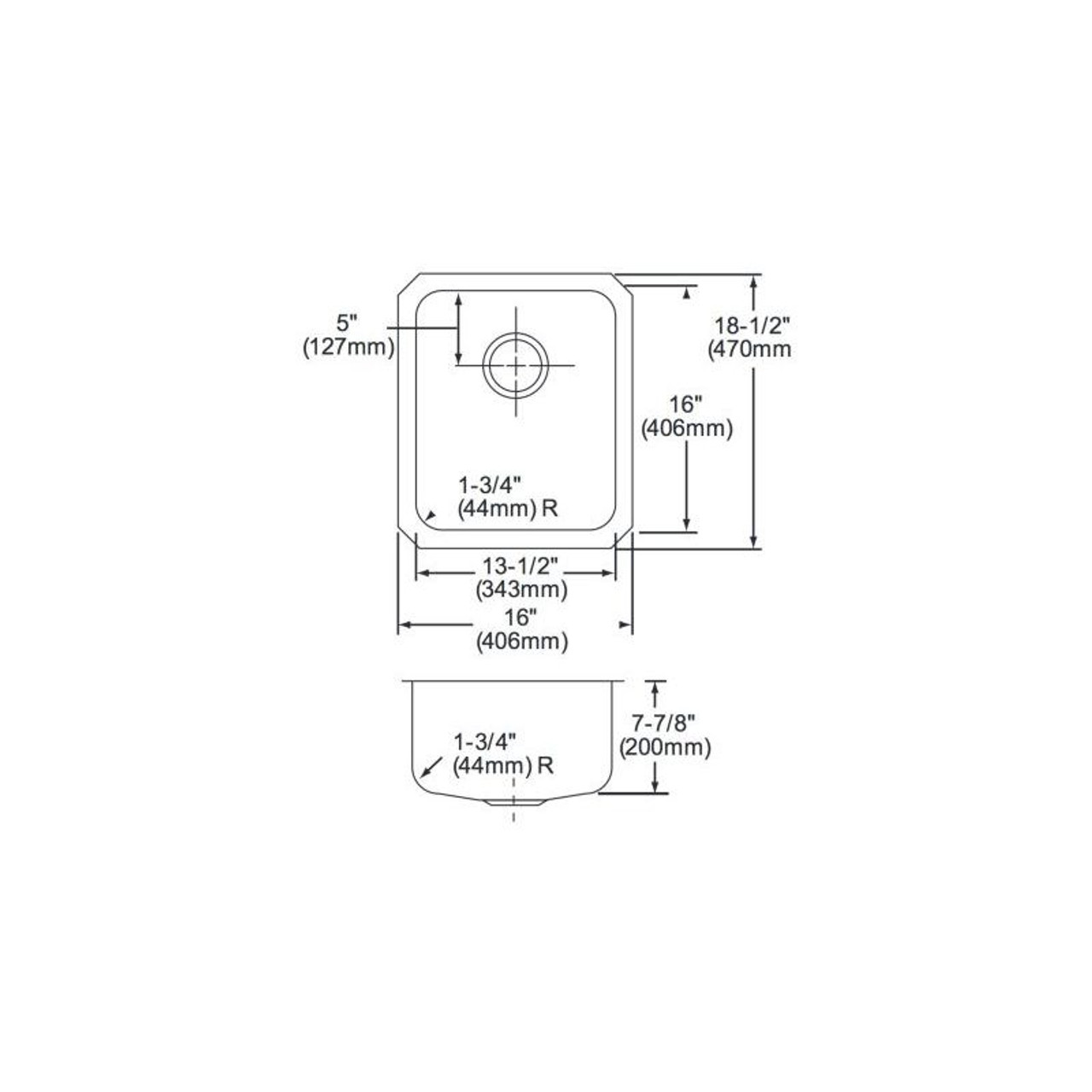 Elkay ELUH1316 Stainless Steel Single Bowl Undermount Sink in Lustrous Highlighted Satin