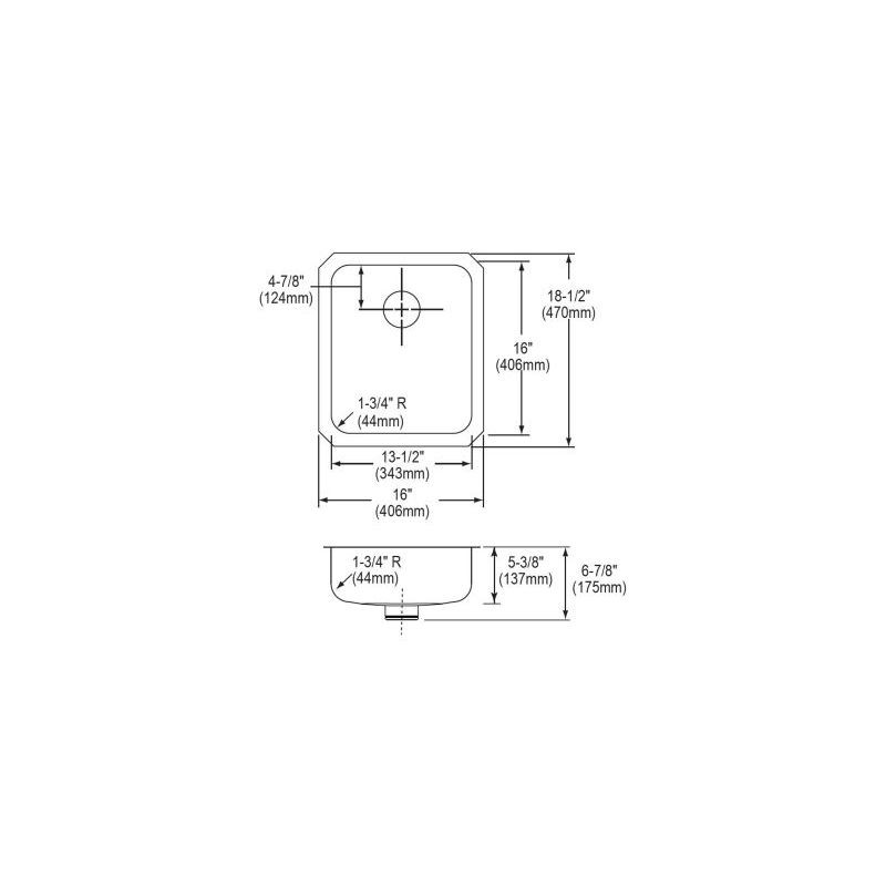 Elkay ELUHAD131655PD Stainless Steel Single Bowl Undermount Sink Kit with Perfect Drain in Lustrous Highlighted Satin
