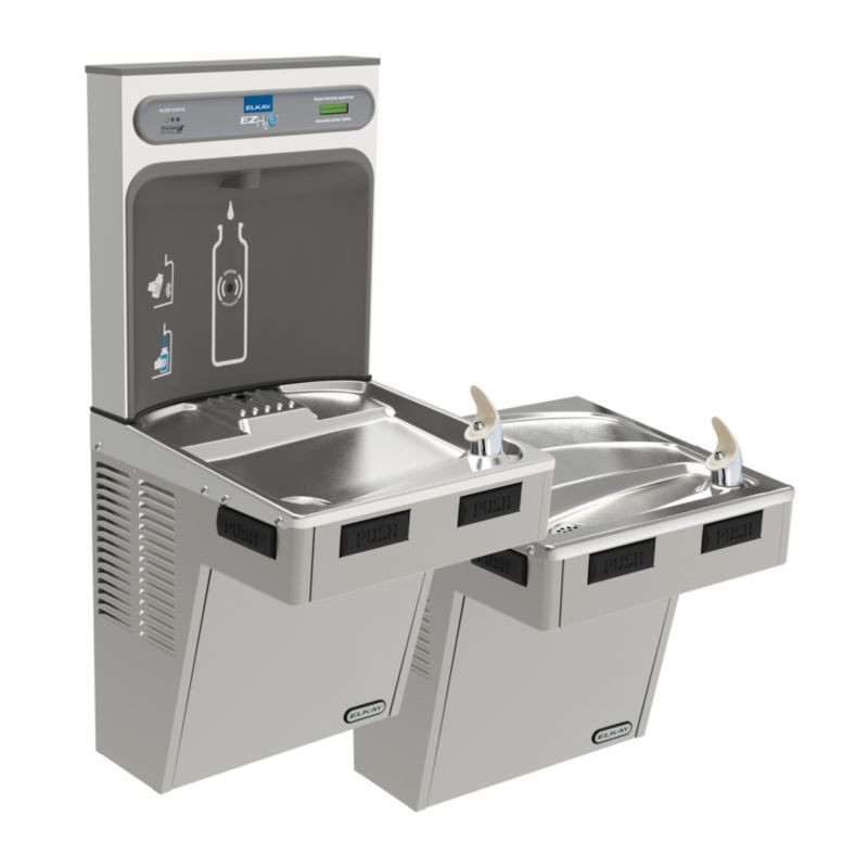 Filtered Bottle Filling Station with Bi-Level ADA Cooler in Light Gray Granite