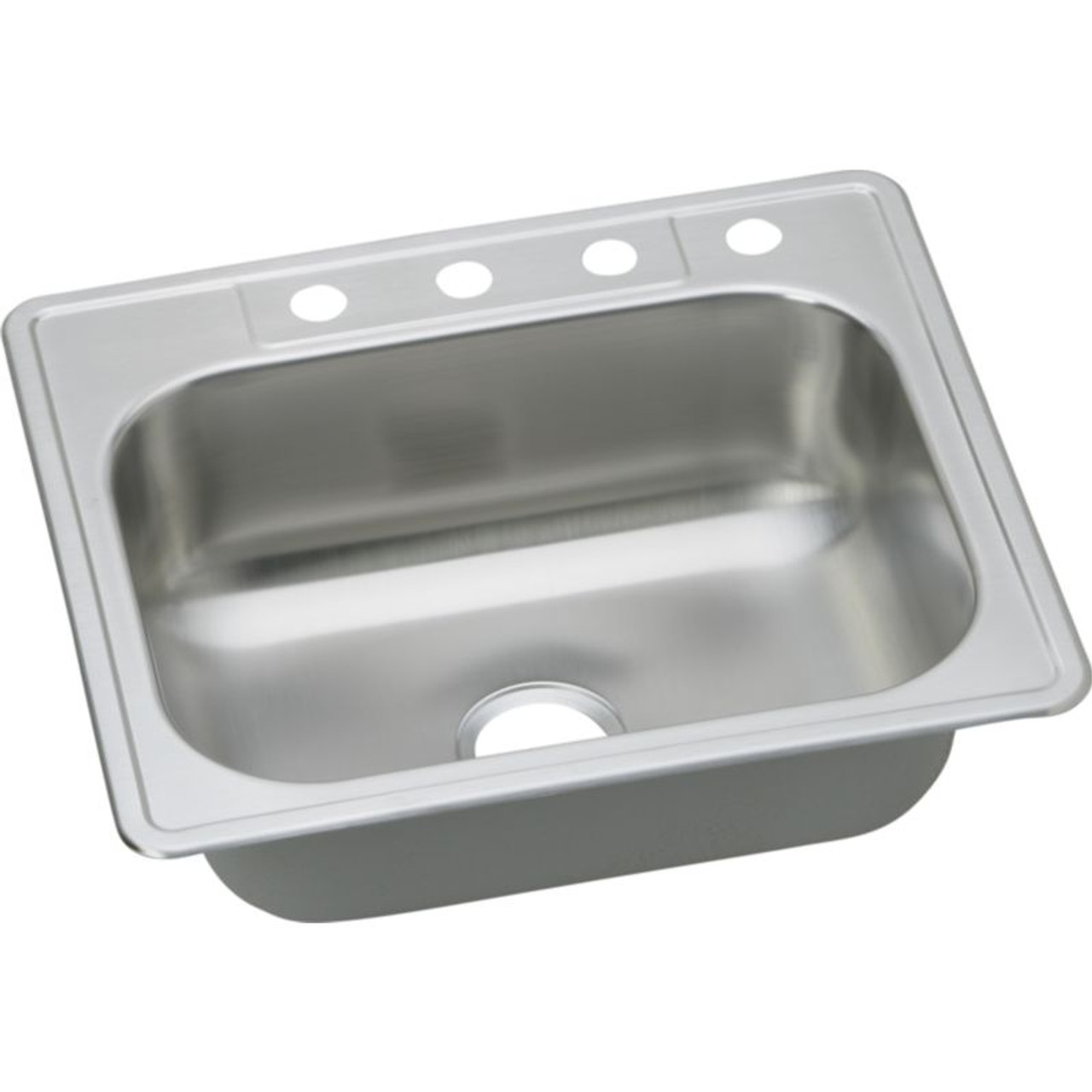 Dayton DD125224 Stainless Steel Single Bowl Top Mount Sink with 4 Faucet Holes in Satin