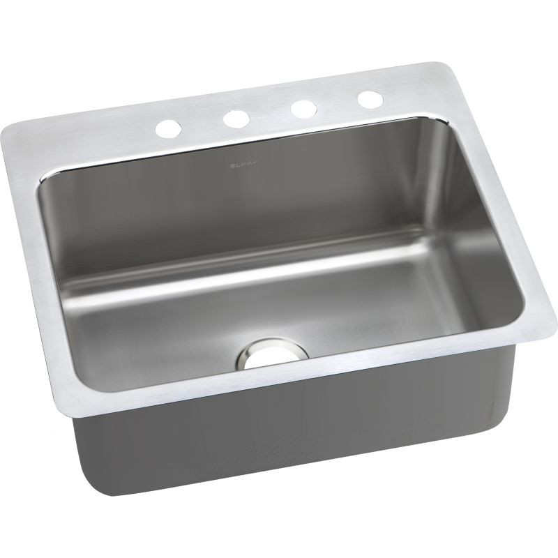 Stainless Steel Single Bowl Dual-Mount Sink with 5 Faucet Holes in Lustrous Highlighted Satin