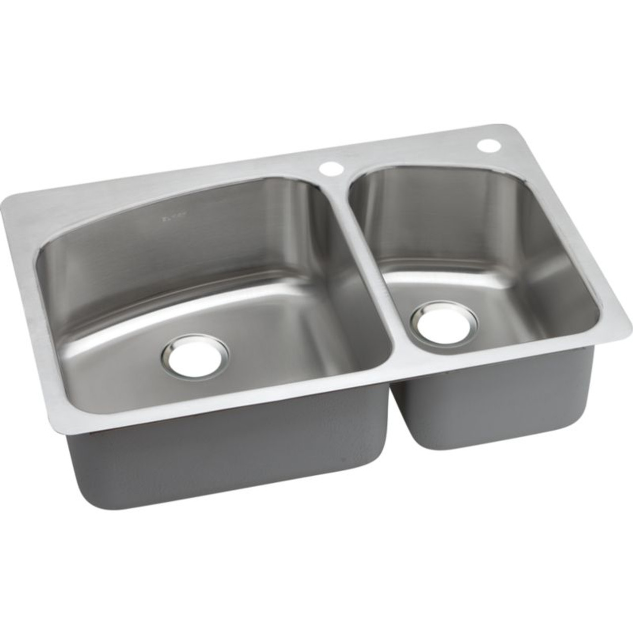 Stainless Steel Double Bowl Dual-Mount Sink with 3 Faucet Holes in Premium Highlighted Satin Stainless Steel Double Bowl Dual-Mount Sink with 3 Faucet Holes in Premium Highlighted Satin