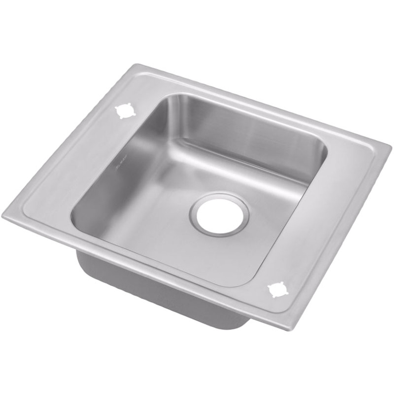 22" x 19-1/2" x 5-1/2" 18 Gauge Stainless Steel Single Bowl Drop-in Classroom ADA Sink with 2 Faucet Holes in Lustrous Satin