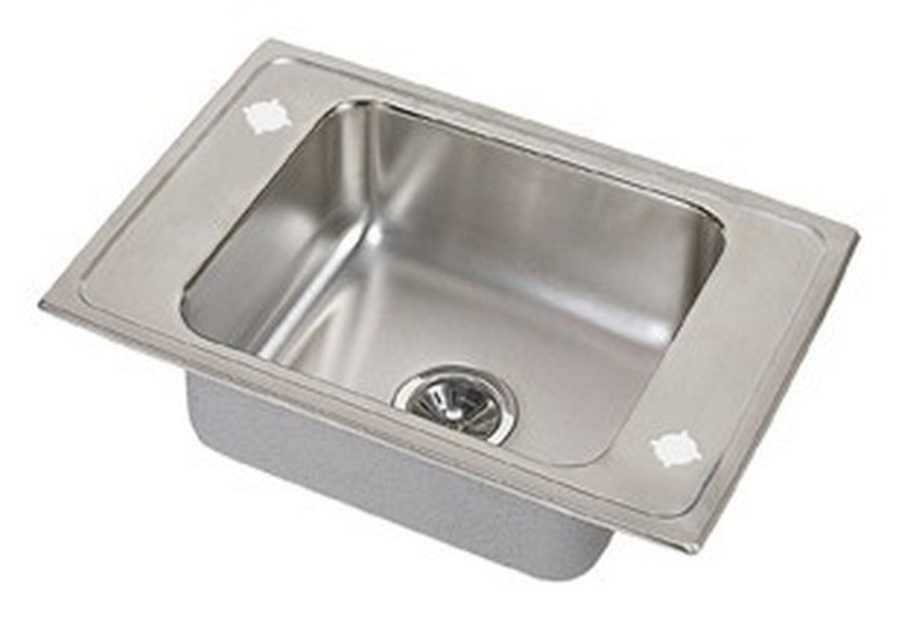31" x 19-1/2" x 5" 18 Gauge Stainless Steel Single Bowl Drop-in Classroom ADA Sink with 2 Faucet Holes in Lustrous Satin