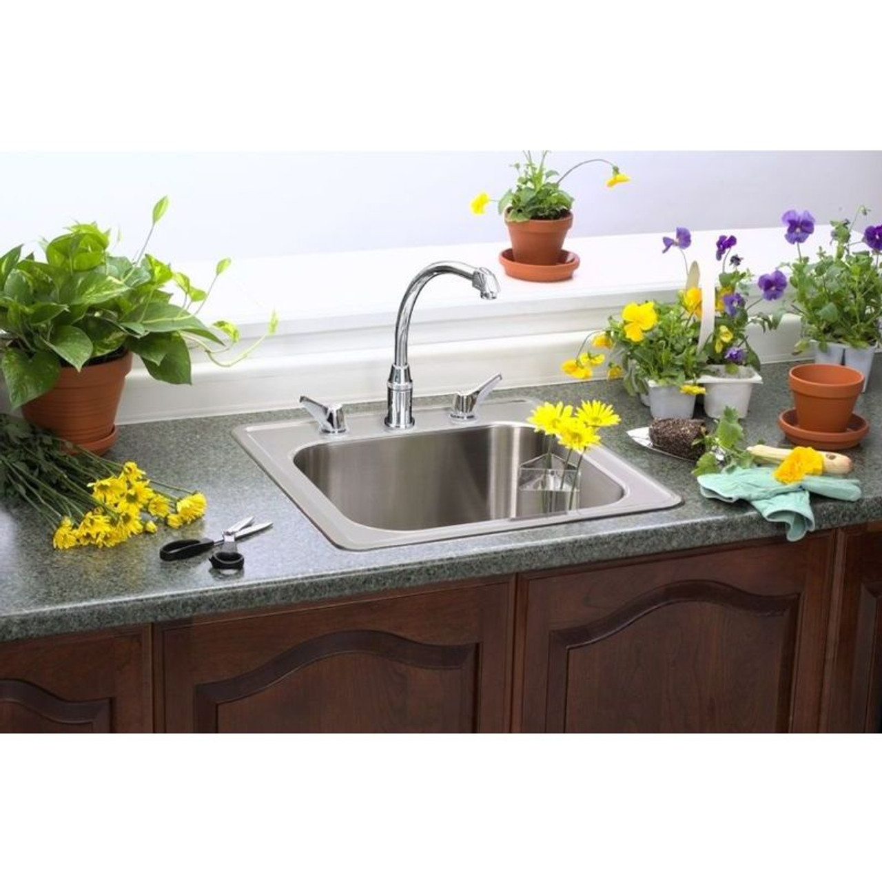 20" x 20" x 10-1/8" 20 Gauge Stainless Steel Single Bowl Drop-in Laundry Sink with 3 Faucet Holes in Brushed Satin