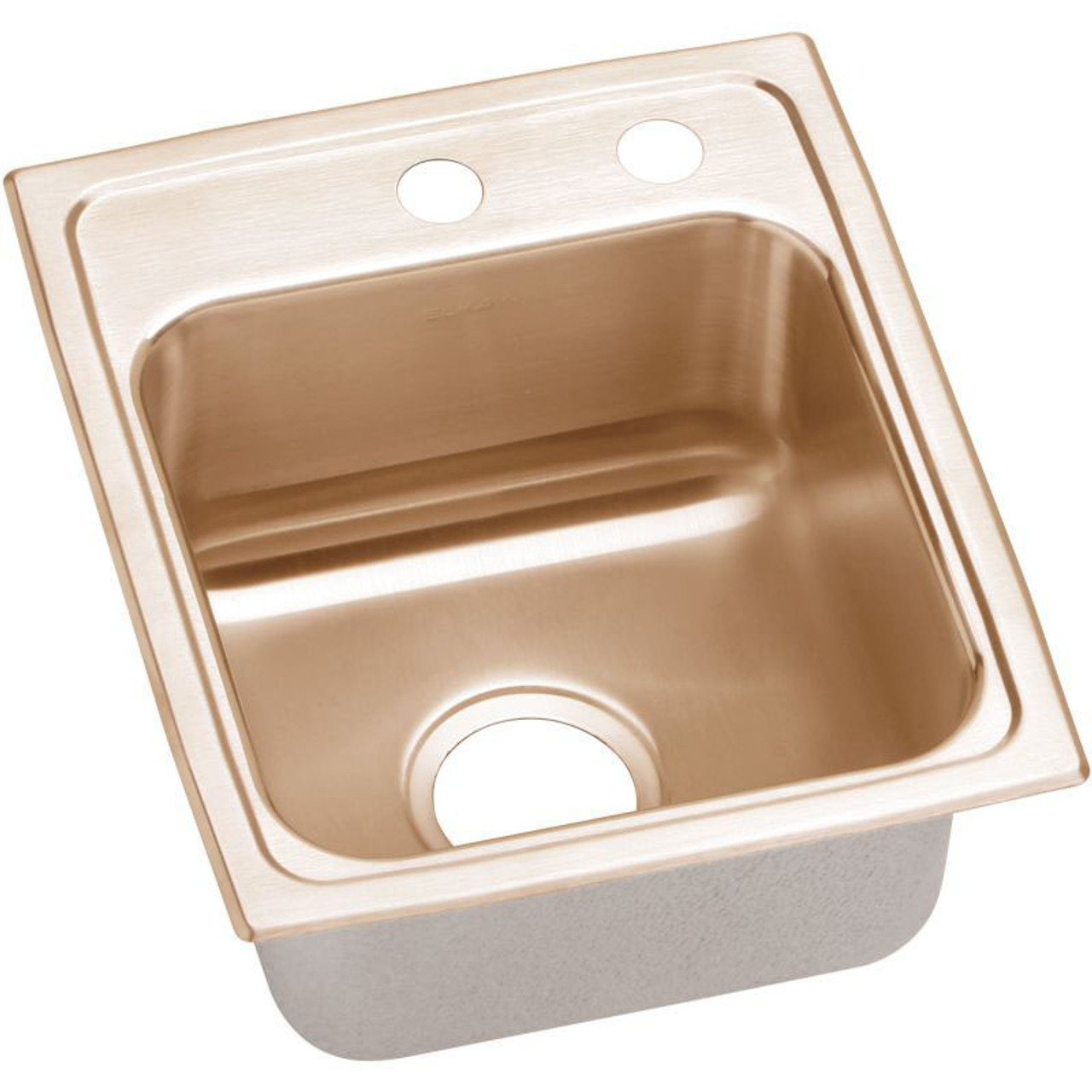 13" x 16" x 5-1/2" 18 Gauge CuVerro Antimicrobial Copper Single Bowl Drop-in ADA Sink with Middle Right 2 Faucet Holes in Lustrous Satin