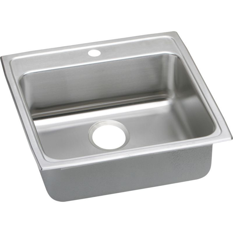 22" x 22" x 6" 18 Gauge Stainless Steel Single Bowl Drop-in ADA Kitchen Sink with 1 Faucet Hole in Lustrous Satin