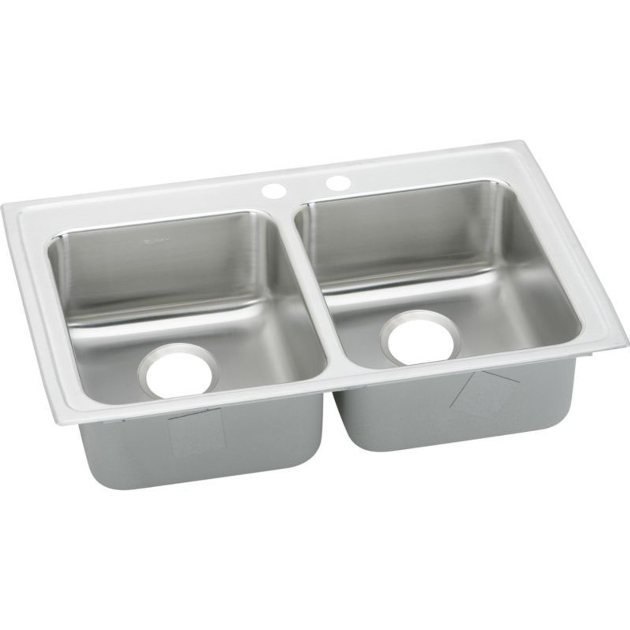 29" x 22" x 5" 18 Gauge Stainless Steel Equal Double Bowl Drop-in ADA Kitchen Sink with Middle Right 2 Faucet Holes in Lustrous Satin