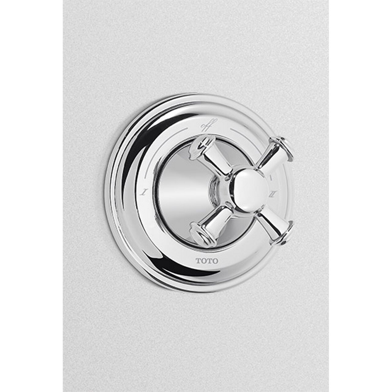 Two-Way Diverter Trim with Shut-Off and Cross Handle in Polished Chrome