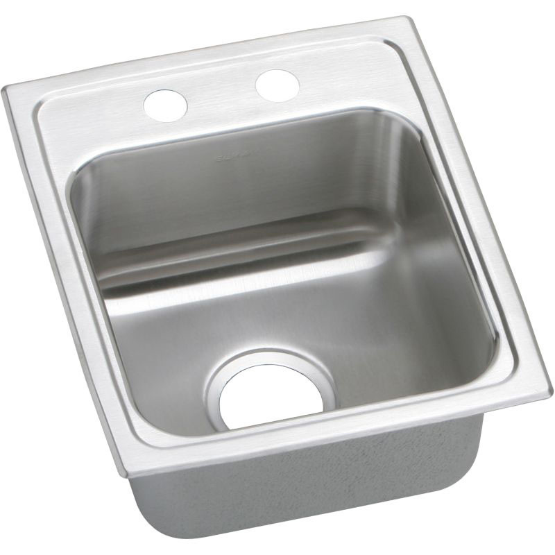 Elkay LRADQ1316652 Stainless Steel Single Bowl Top Mount Quick-Clip Sink with 2 Faucet Holes in Lustrous Highlighted Satin