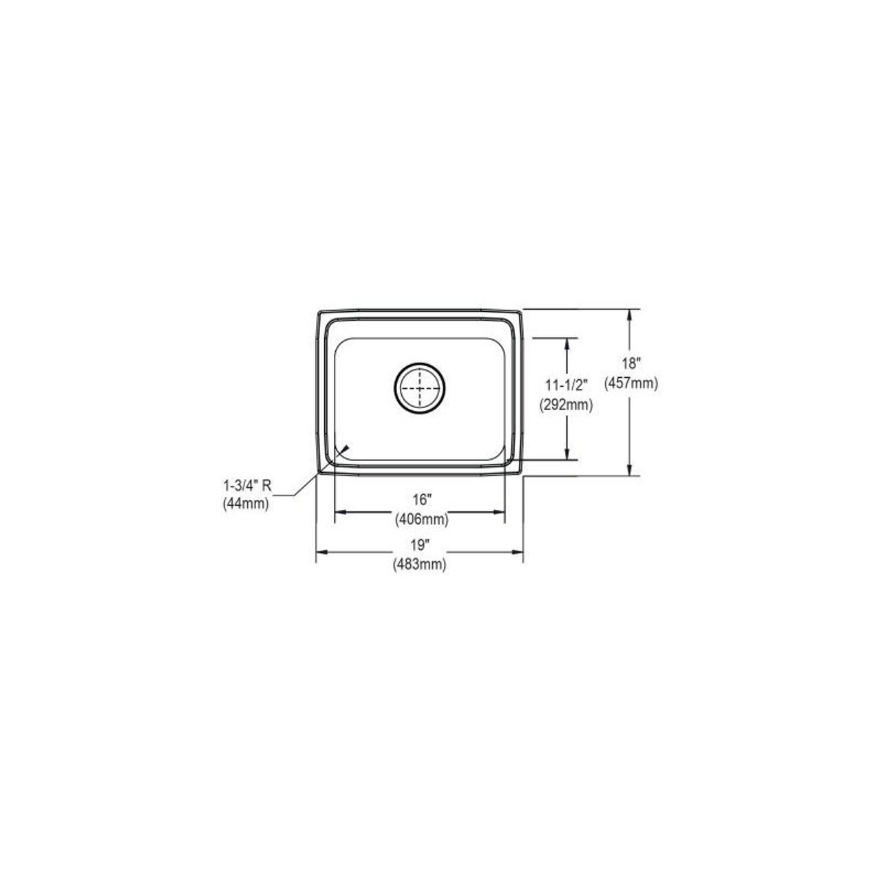 19" x 18" x 7-1/8" 20 Gauge Stainless Steel Single Bowl Drop-in Kitchen Sink with 3 Faucet Holes in Brushed Satin