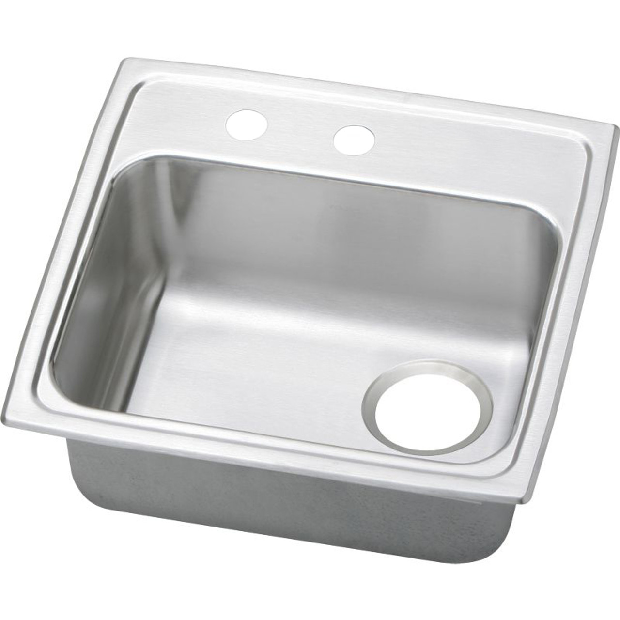 19-1/2" x 19" x 5-1/2" 20 Gauge Stainless Steel Single Bowl Quick-Clip Drop-in ADA Kitchen Sink with Rear Right Drain and Middle Right 2 Faucet Holes in Brushed Satin