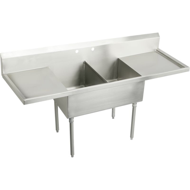 Elkay SS8236LROF2 Commercial Scullery Sink with 2 Faucet Holes in Buffed Satin