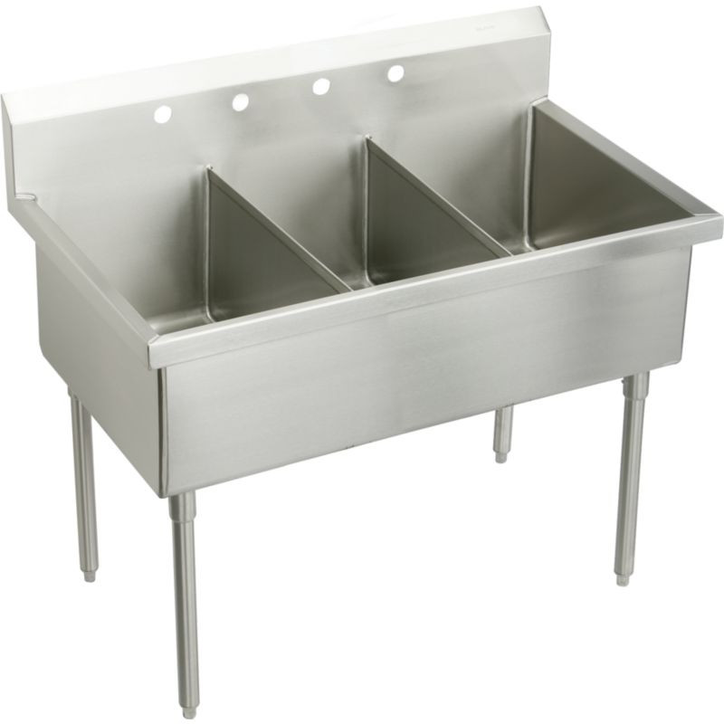 Elkay SS83544 Commercial Scullery Sink with 4 Faucet Holes in Buffed Satin