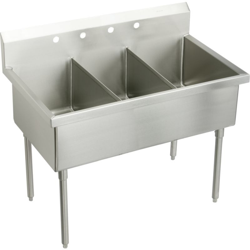 Elkay SS8372OF3 Commercial Scullery Sink with 3 Faucet Holes in Buffed Satin