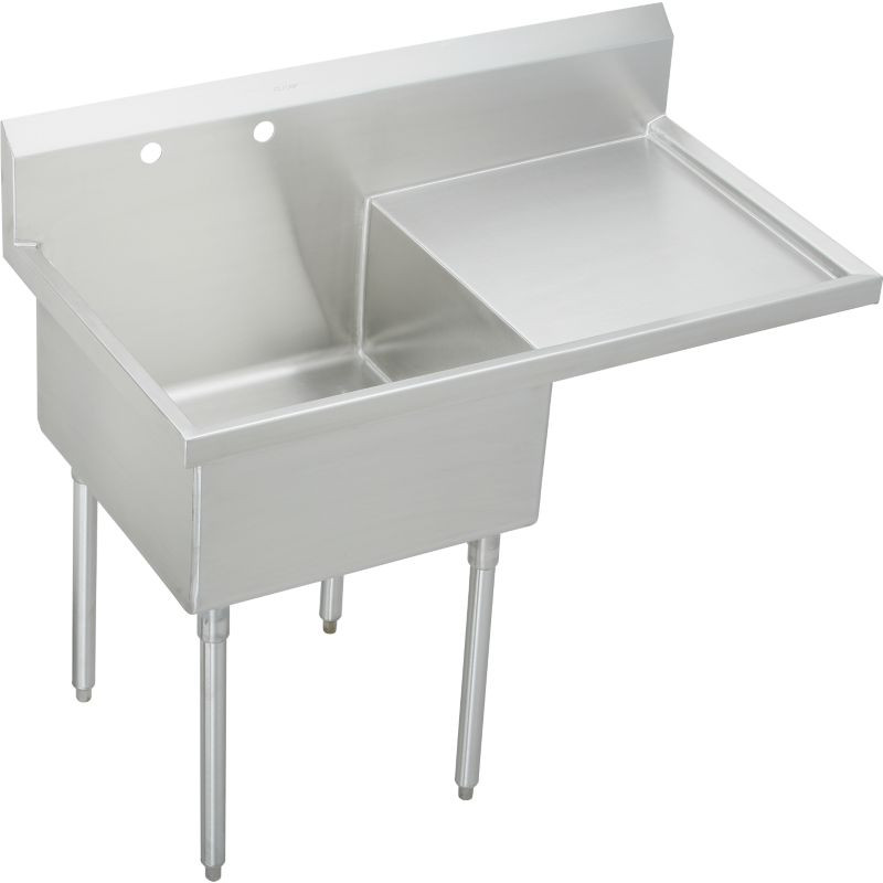 Elkay WNSF8124R2 Commercial Scullery Sink with 2 Faucet Holes in Buffed Satin