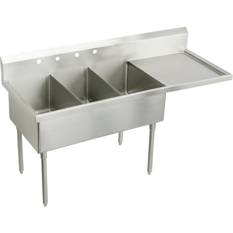 Elkay WNSF8354R2 Commercial Scullery Sink with 2 Faucet Holes in Buffed Satin