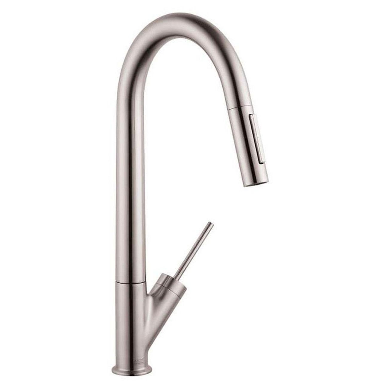 Axor 10821801 Pull-Down Kitchen Faucet with High-Arc Spout, Magnetic Docking and Toggle Spray Diverter in Steel Optic