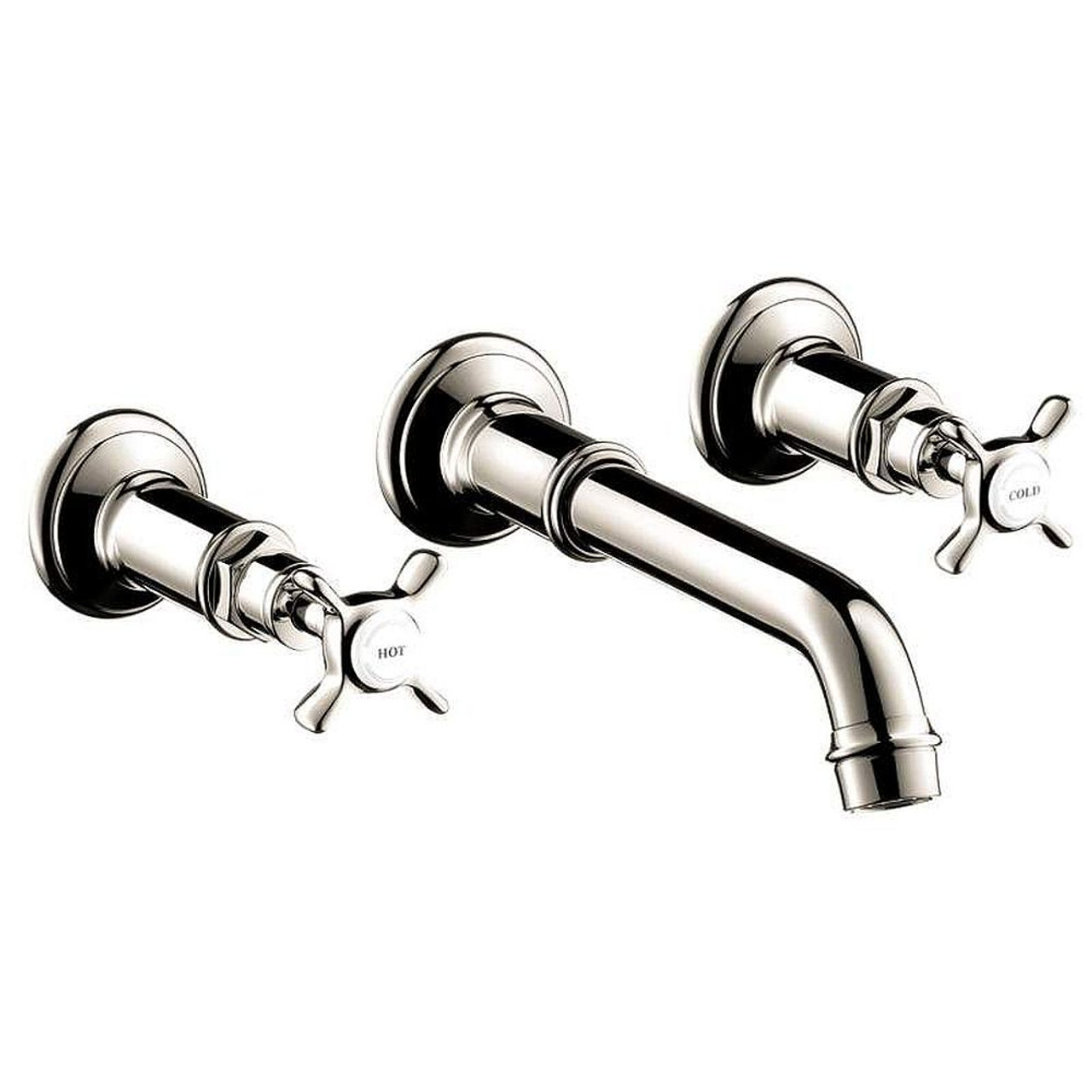 Bathroom Faucet Wall Mount Faucet with Cross Handles - Less Valve in Polished Nickel