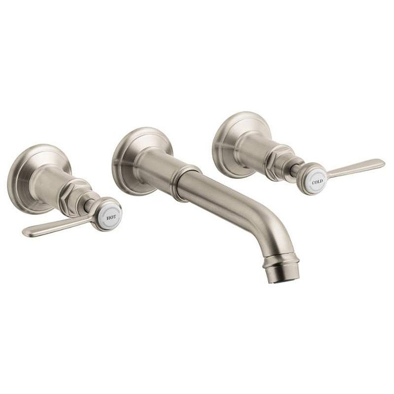 Axor 16534821 Bathroom Faucet Wall Mount Faucet with Lever Handles - Less Valve in Brushed Nickel Axor 16534821 Bathroom Faucet Wall Mount Faucet with Lever Handles - Less Valve in Brushed Nickel