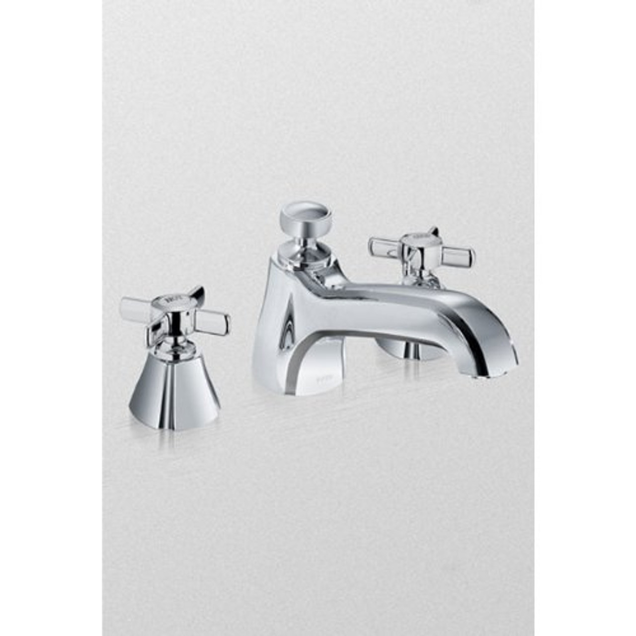 Deck Mount Tub Filler Trim with Cross Handles in Polished Chrome