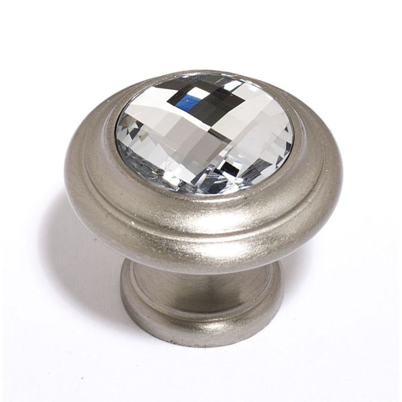 Alno Crystal C211-CLR/SN Traditional Knob in Satin Nickel