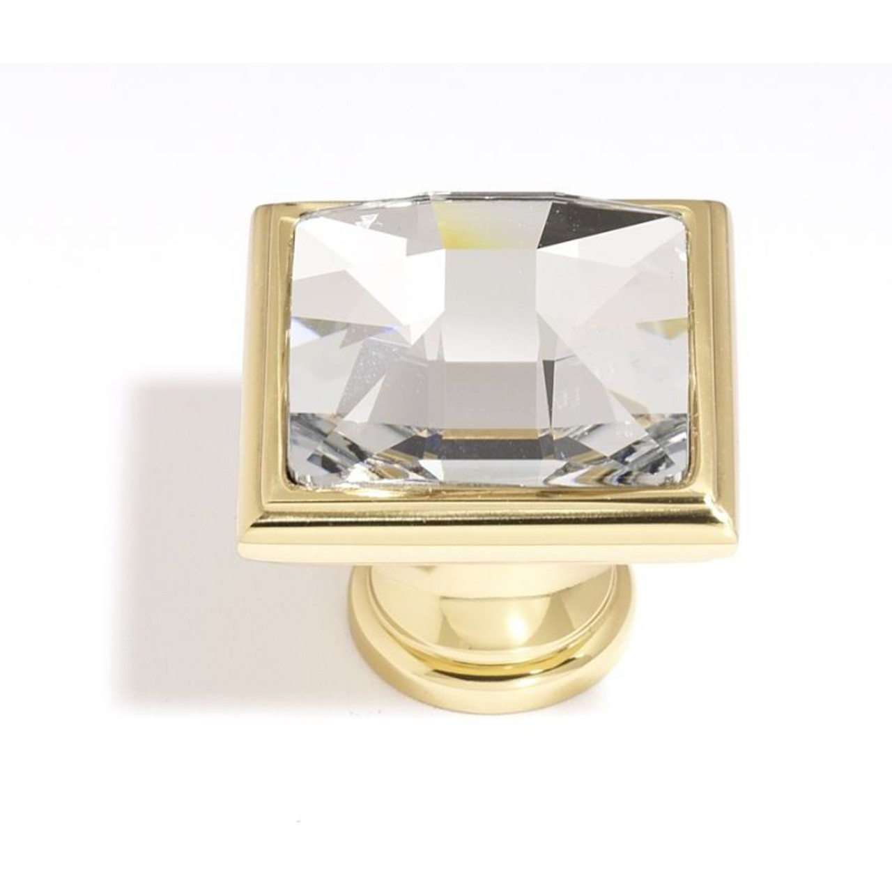 Alno Crystal C212-CLR/PB Traditional Knob in Polished Brass