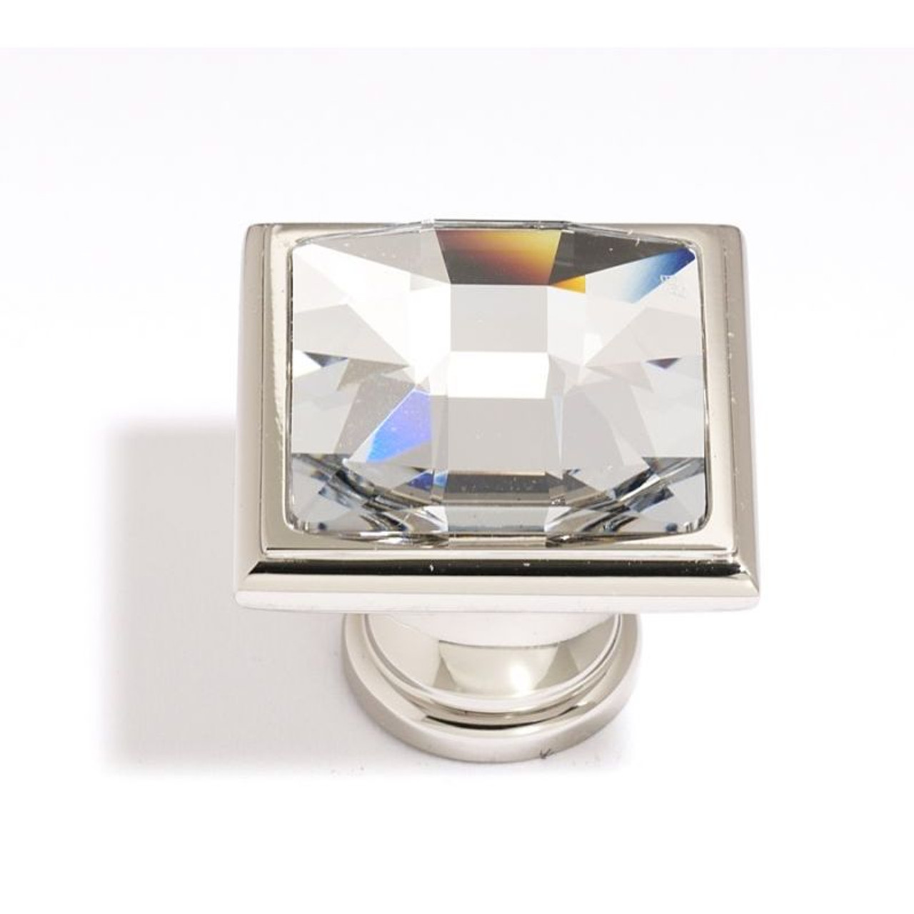 Alno Crystal C212-CLR/PN Traditional Knob in Polished Nickel