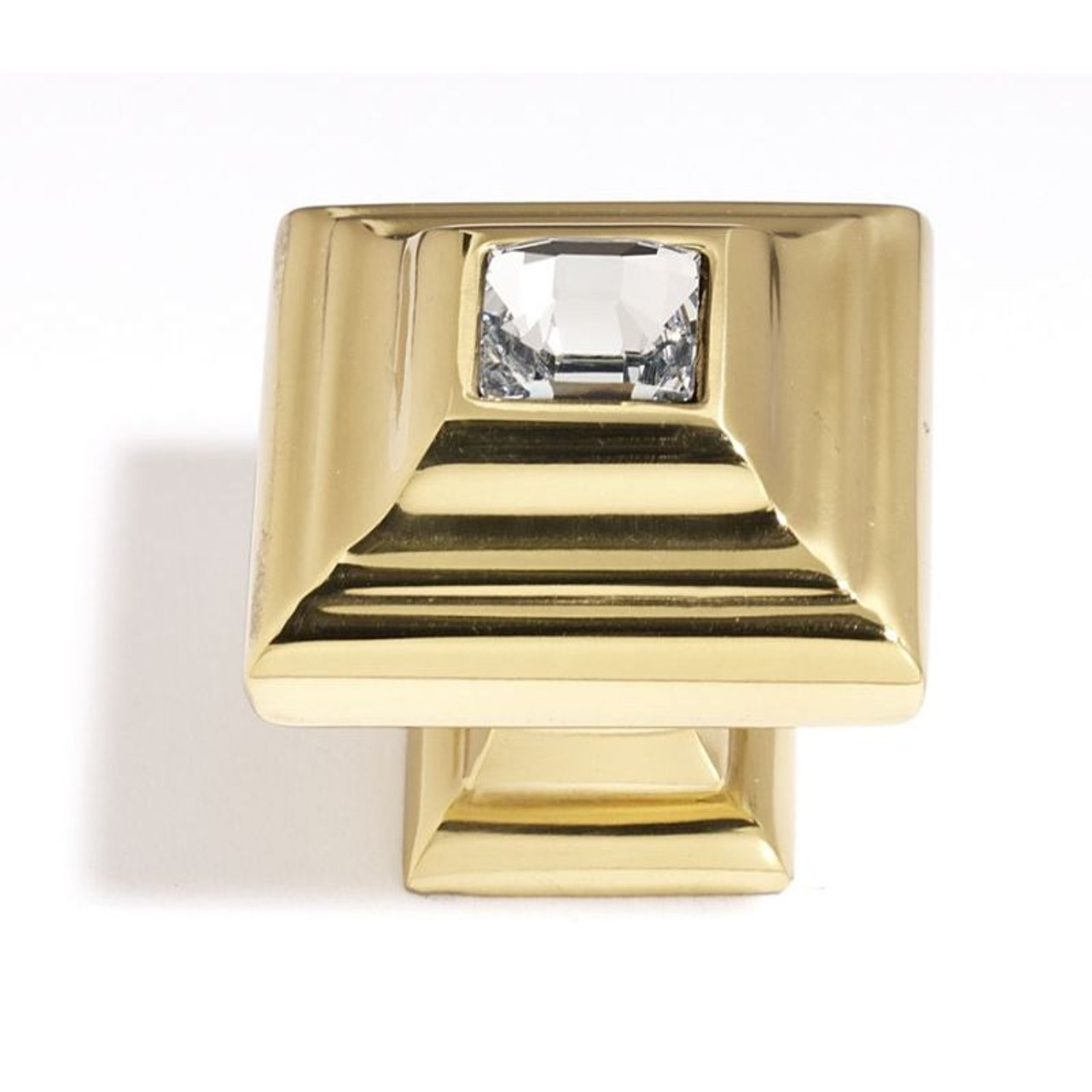 Alno Crystal C213-CLR/PB Traditional Knob in Polished Brass