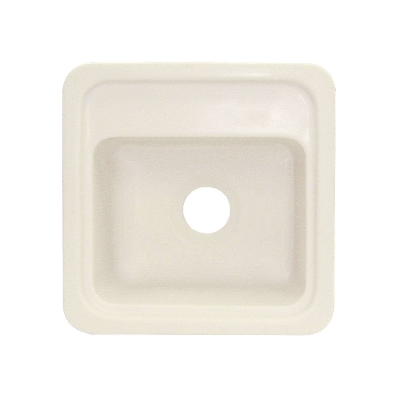 Transolid Concord 18in x 18in Solid Surface Drop-in Single Bowl Kitchen Sink, in Biscuit