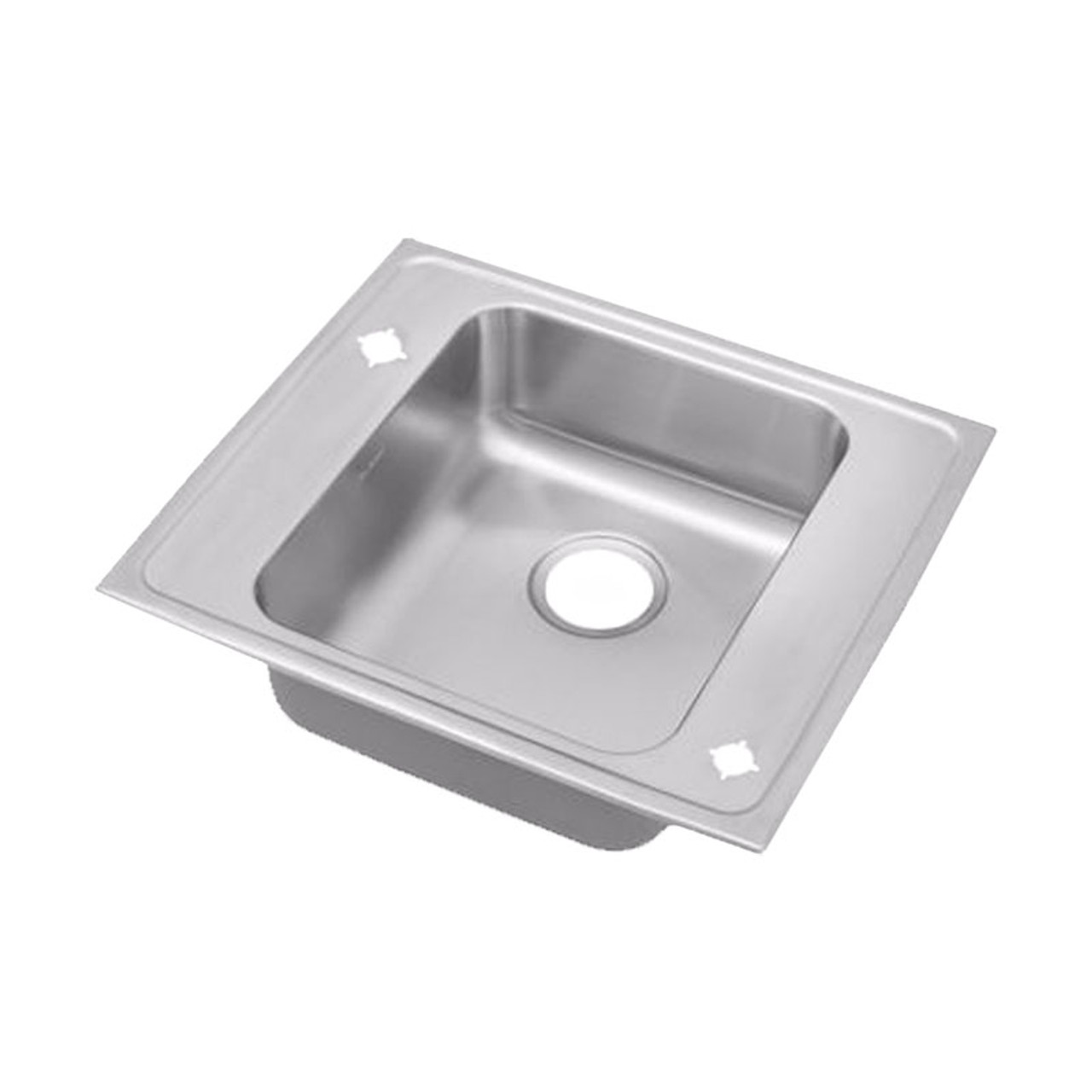 25" x 22" x 5" 18 Gauge Stainless Steel Single Bowl Drop-in Classroom ADA Sink with 2 Faucet Holes in Lustrous Satin