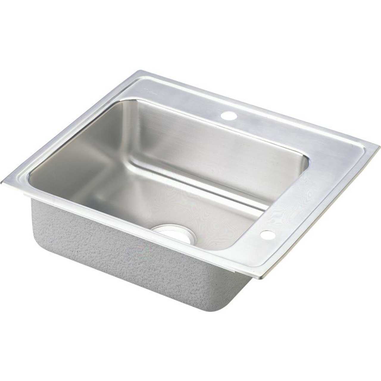 Elkay DRKADQ252250R2 Stainless Steel Single Bowl Top Mount Quick-Clip Sink with 2 Faucet Holes in Lustrous Highlighted Satin