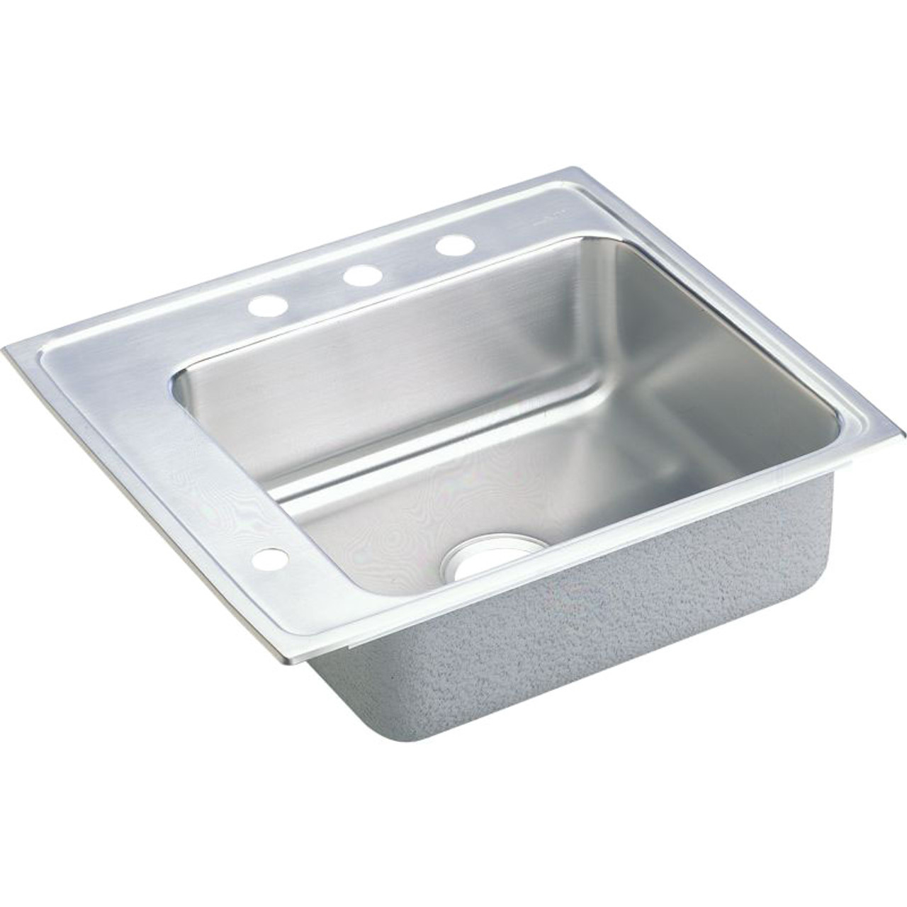 25" x 22" x 5-1/2" 18 Gauge Stainless Steel Single Bowl Quick-Clip Drop-in Classroom ADA Sink with 3 Faucet Holes and 1 Left Slotted Hole in Lustrous Satin