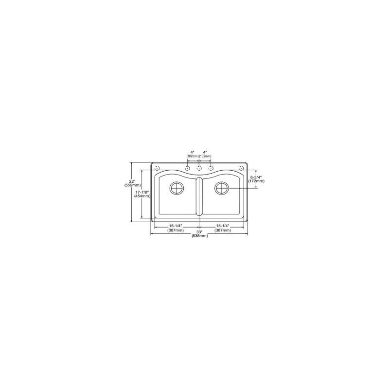 Double Bowl Top Mount Sink with Pre-scores for up to 4 Faucet Holes in White