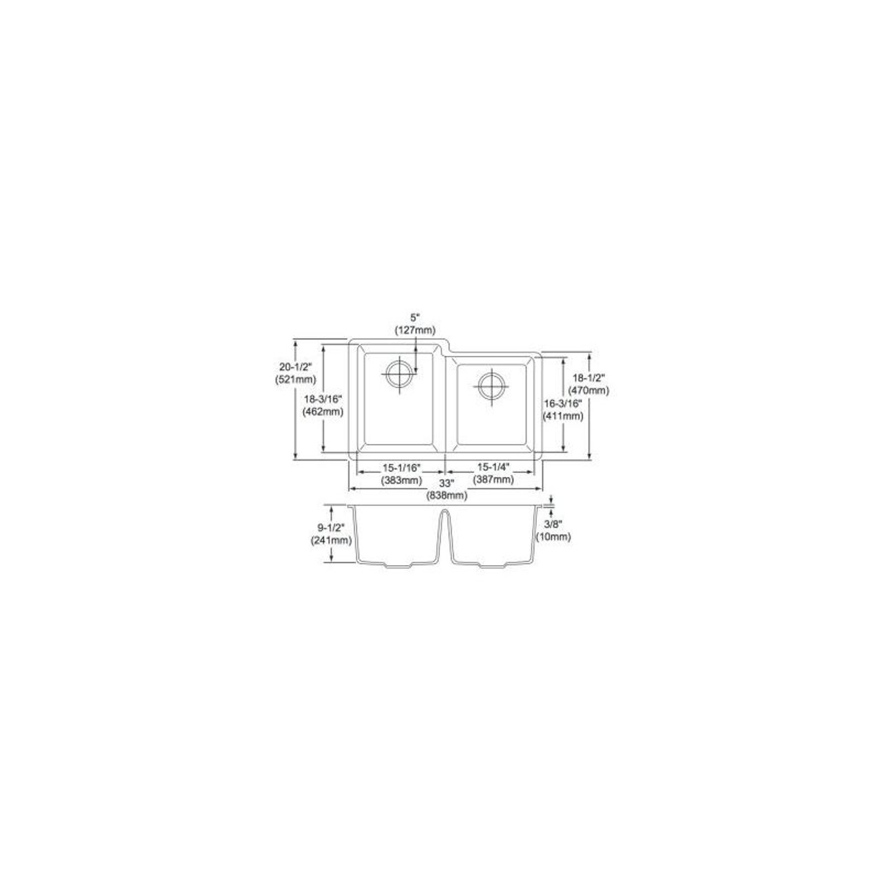 Elkay ELGU250RMC0 Double Bowl Undermount Sink in Mocha