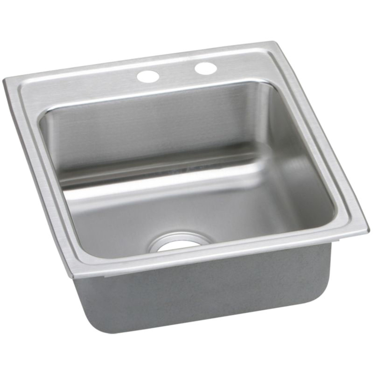 17" x 16" x 7-5/8" 18 Gauge Stainless Steel Single Bowl Drop-in Kitchen Sink with Middle Right 2 Faucet Holes in Lustrous Satin