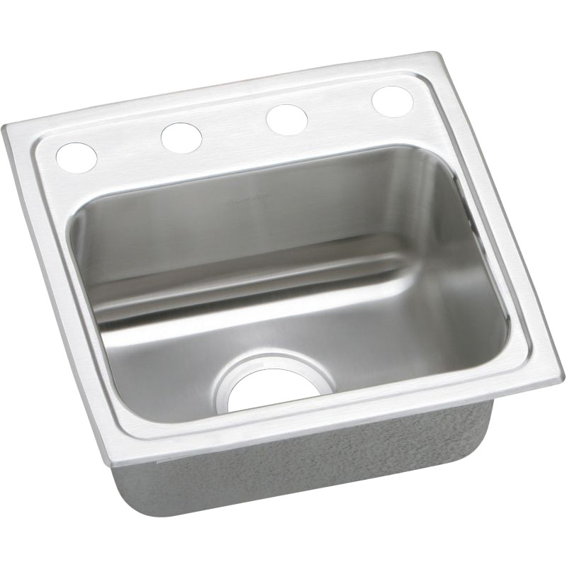 Elkay LRAD171640OS4 Stainless Steel Single Bowl Top Mount Sink with OS4 Faucet Holes in Lustrous Highlighted Satin