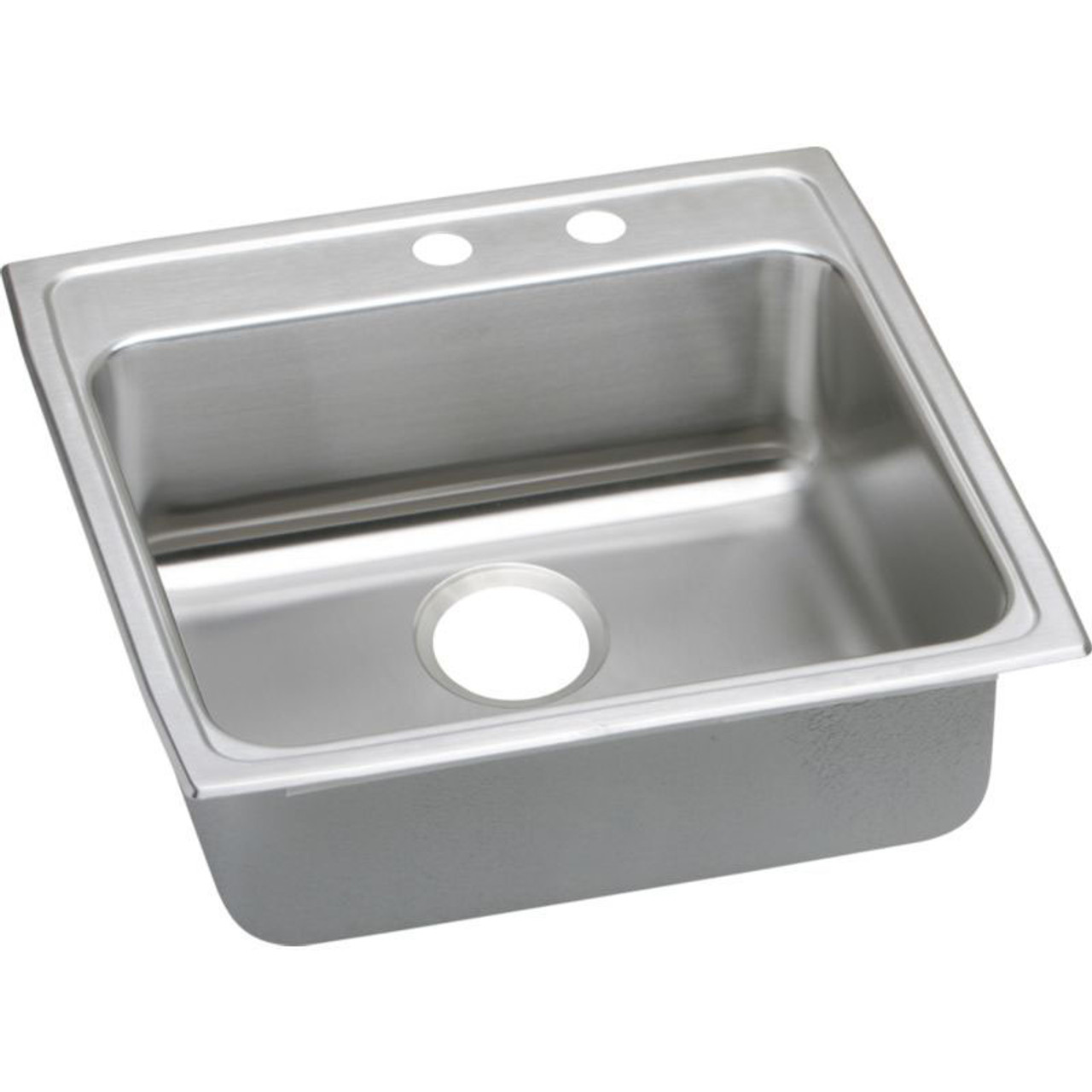 22" x 22" x 5" 18 Gauge Stainless Steel Single Bowl Drop-in ADA Kitchen Sink with Middle Right 2 Faucet Holes in Lustrous Satin