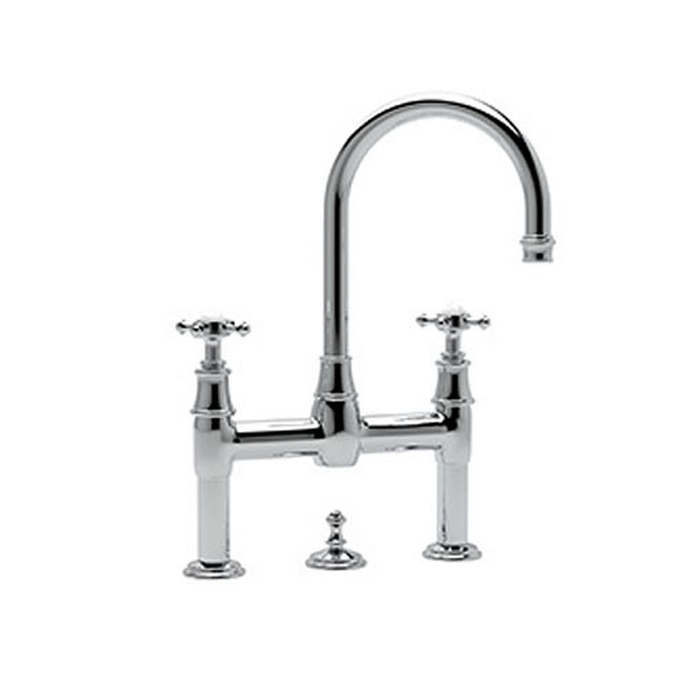 Bridge Bathroom Faucet and Remote Pop-Up Drain in Polished Chrome