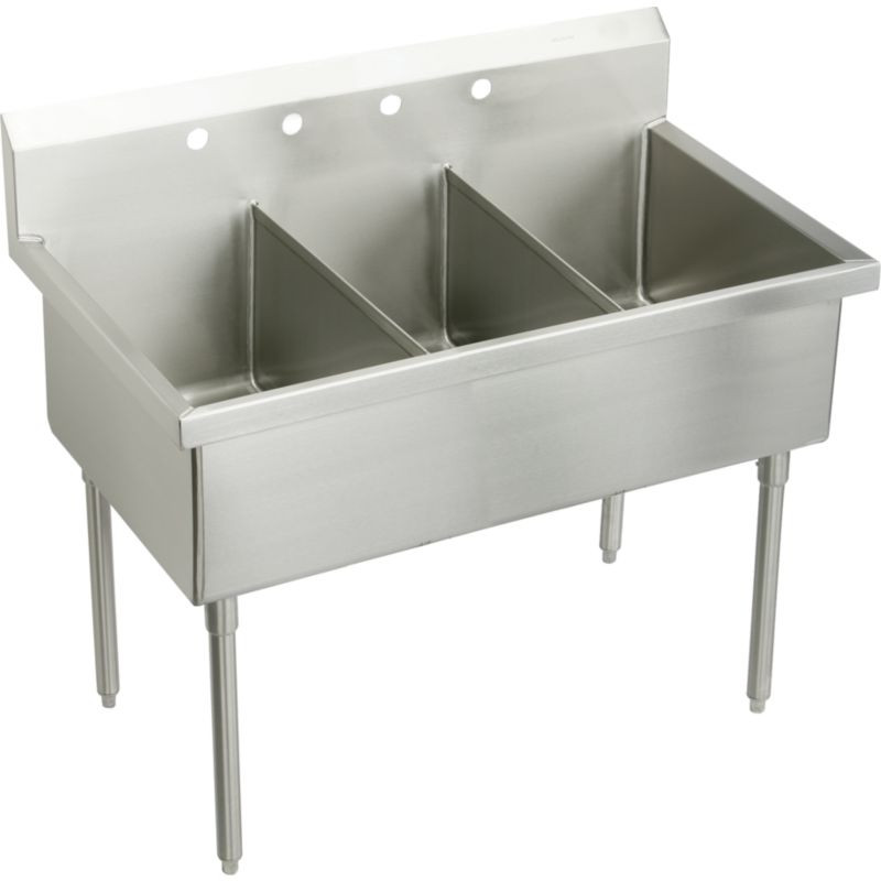 Elkay SS8360OF6 Commercial Scullery Sink with 6 Faucet Holes in Buffed Satin