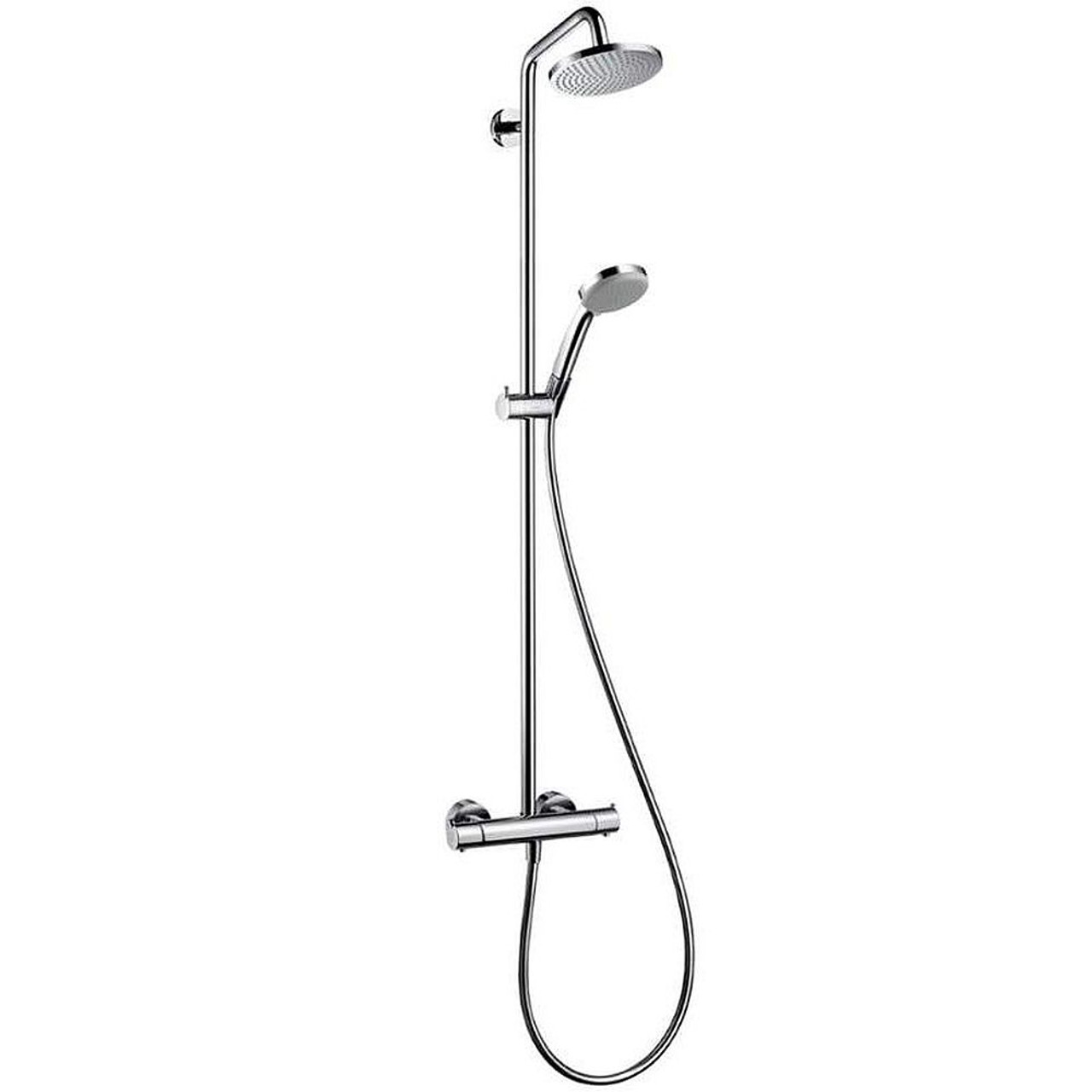 Hansgrohe 27169001 Croma Showerpipe Shower System with 1.75pgm Multi-Function Hand Shower, 63in Hose and Shower Head - Eco Right 2.0 gpm in Chrome