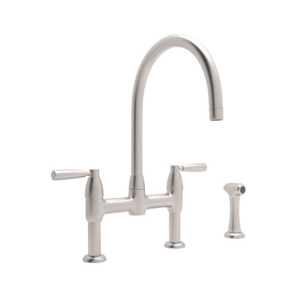 Rohl U.4273LS-STN-2 Bridge Kitchen Faucet in Satin Nickel
