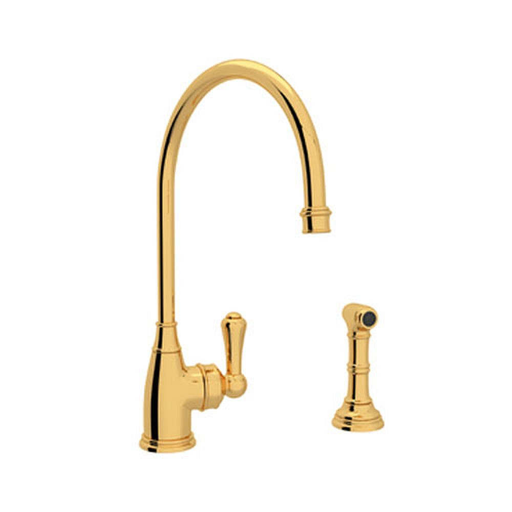 Rohl U.4702IB-2 Kitchen Faucet and Metal Lever Handle in English Gold