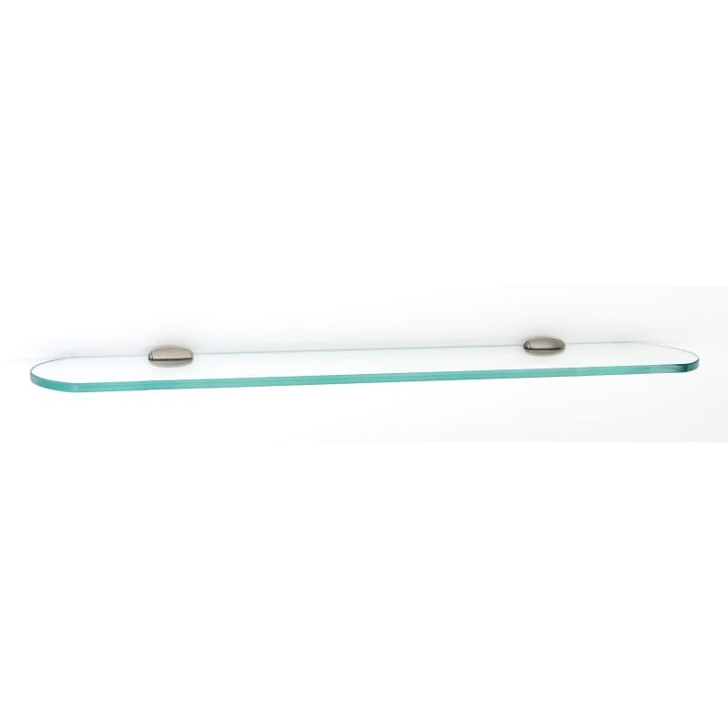 Alno Royale A6650-24-SN 24-in Glass Shelf with Brackets Transitional in Satin Nickel