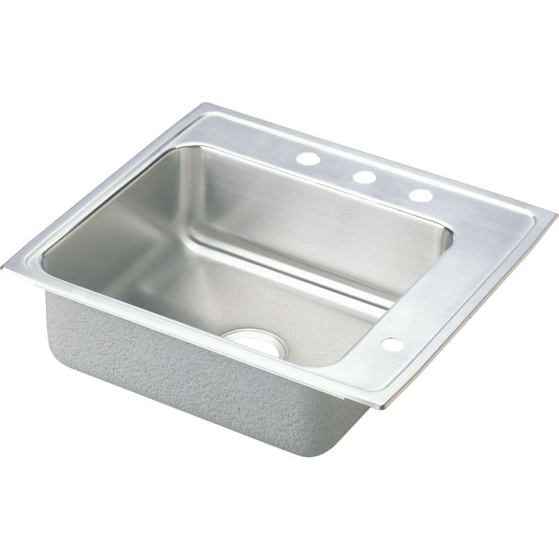 22" x 19-1/2" x 5-1/2" 18 Gauge Stainless Steel Single Bowl Drop-in Classroom ADA Sink with 3 Faucet Holes and 1 Right Slotted Hole in Lustrous Satin