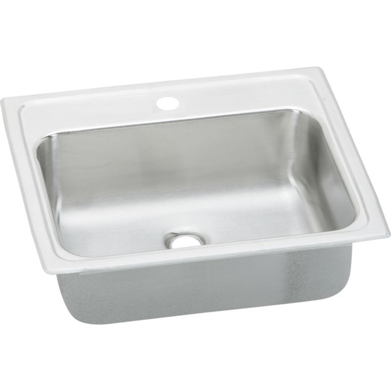 19" x 17" x 6-1/8" 20 Gauge Stainless Steel Single Bowl Drop-in Bathroom Sink with 1 Faucet Hole in Brushed Satin