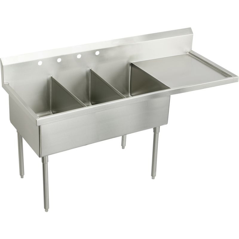 Elkay WNSF8345R2 Commercial Scullery Sink with 2 Faucet Holes in Buffed Satin