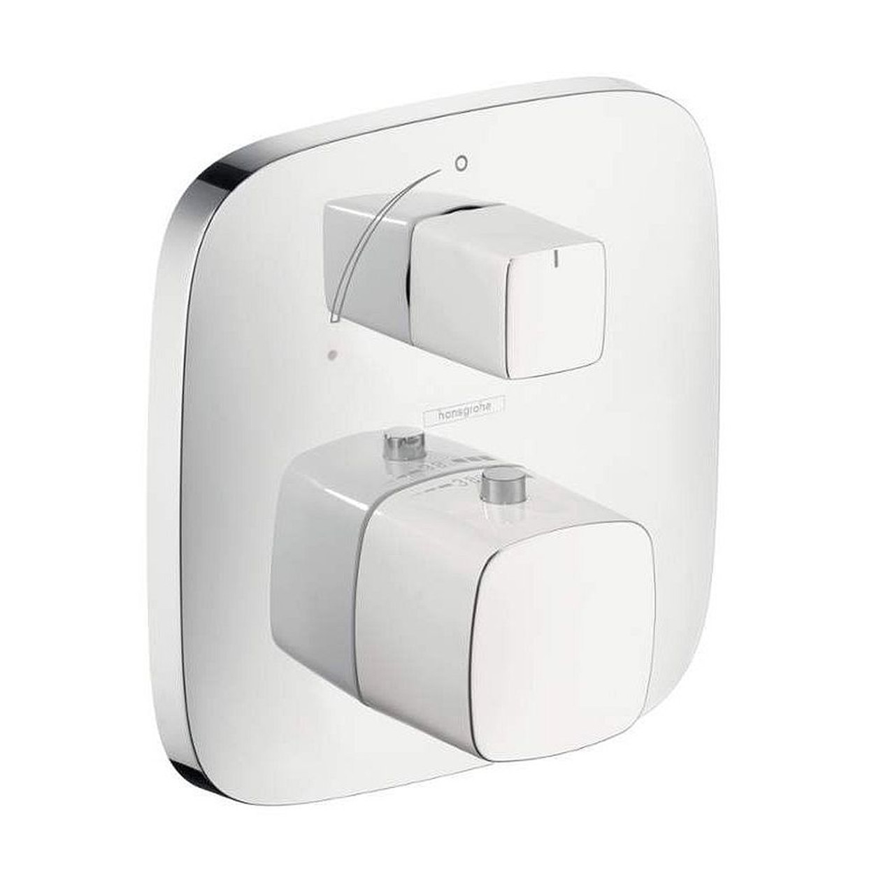 Hansgrohe 15775401 PuraVida Thermostatic Valve Trim with Integrated Volume Control - Less Valve in White/Chrome Hansgrohe 15775401 PuraVida Thermostatic Valve Trim with Integrated Volume Control - Less Valve in White/Chrome