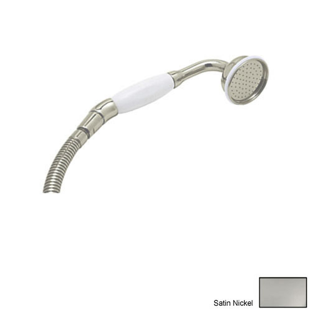 Inclined Hand Shower with Porcelain Handle and 60in Hose in Satin Nickel